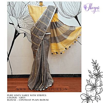 PURE LINEN SAREE YBRSLIN23603
