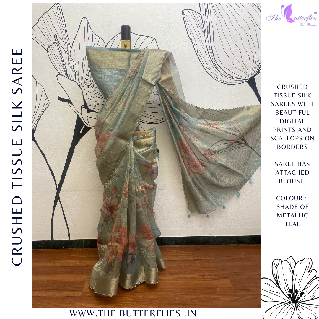 CRUSHED TISSUE SILK SAREE  DVFSTES23770