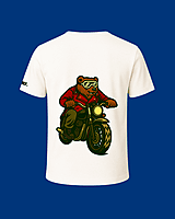 Unisex Off-White Biker Bear Graphic Printed Crew Neck Tee