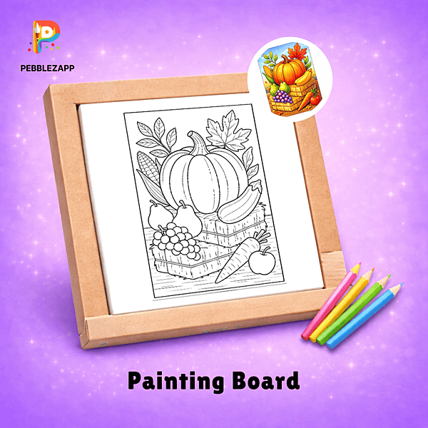 Harvest Vegetables & Fruits Coloring