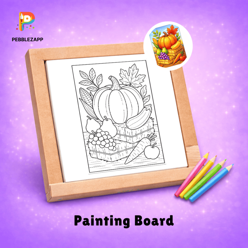 Harvest Vegetables & Fruits Coloring