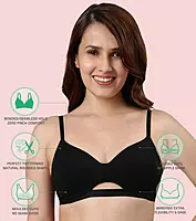 Enamor Innovations CloudSoft, Invisi Neckline Women's Cotton Everyday T-Shirt Bra - Padded, Wirefree, Medium Coverage A032