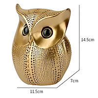 Eelika Golden Owl Showpiece for Home Decor – 15 cm – Resin