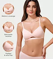 Enamor Innovations CloudSoft, Invisi Neckline Women's Cotton Everyday T-Shirt Bra - Padded, Wirefree, Medium Coverage A032