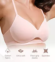 Enamor Innovations CloudSoft, Invisi Neckline Women's Cotton Everyday T-Shirt Bra - Padded, Wirefree, Medium Coverage A032