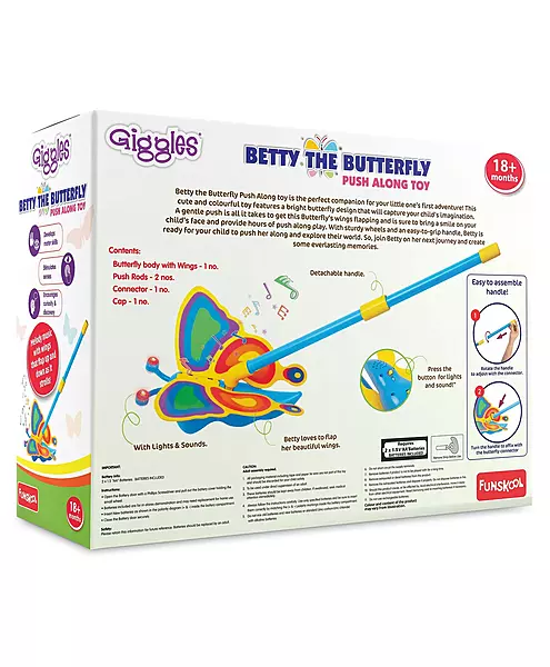 Funskool Giggles Betty The Butterfly Push Along Toy - Multicolour