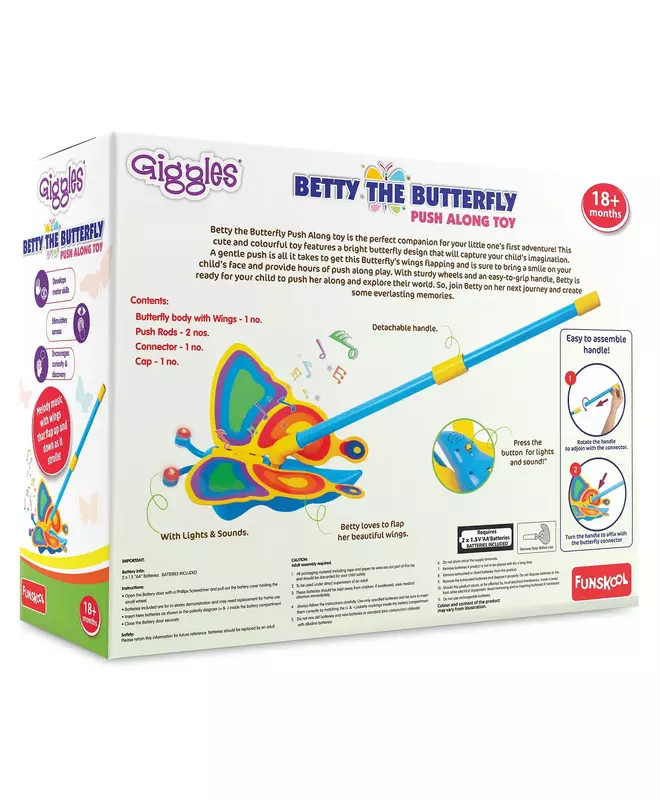 Funskool Giggles Betty The Butterfly Push Along Toy - Multicolour
