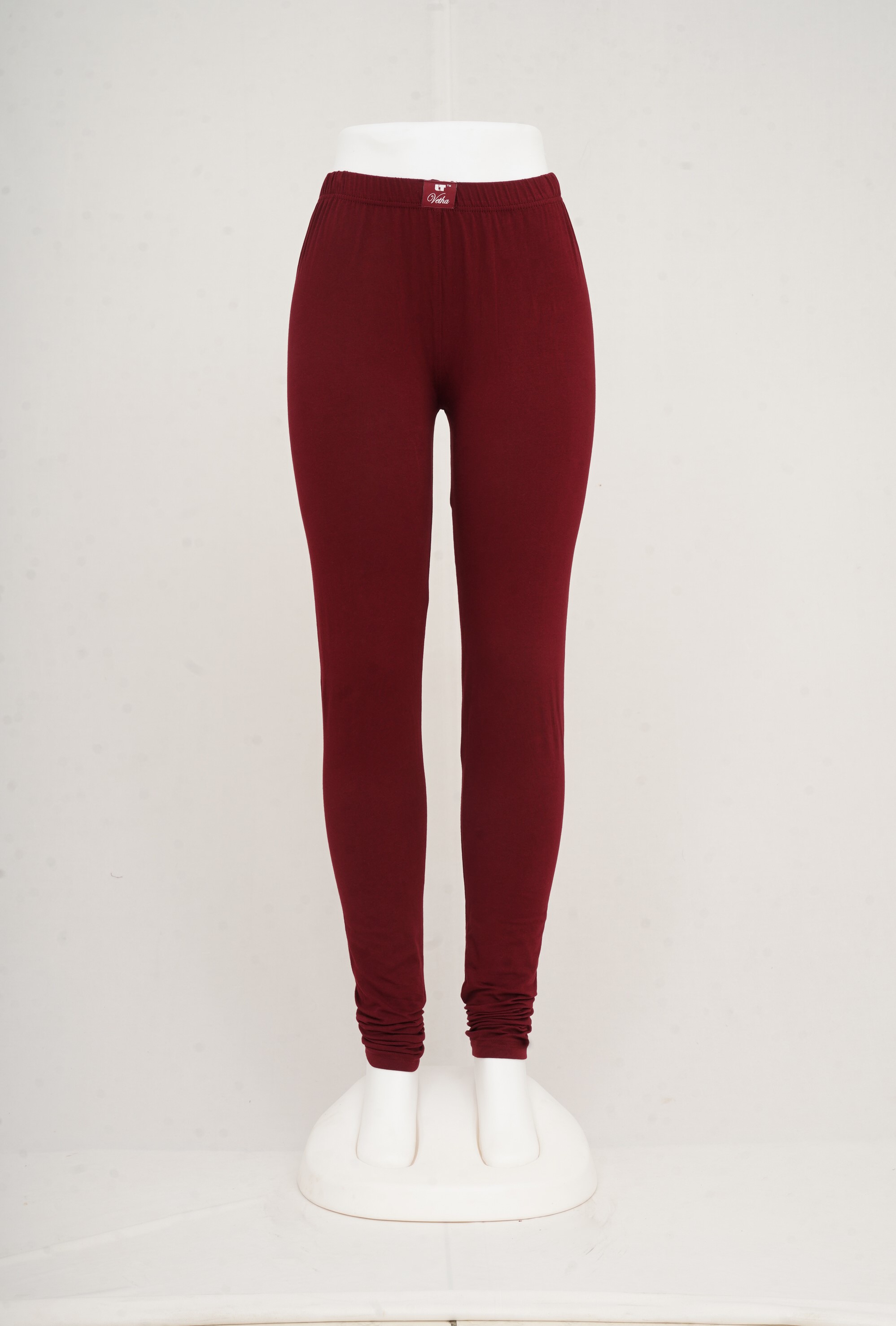 Women Dark Maroon Churidhar Leggings