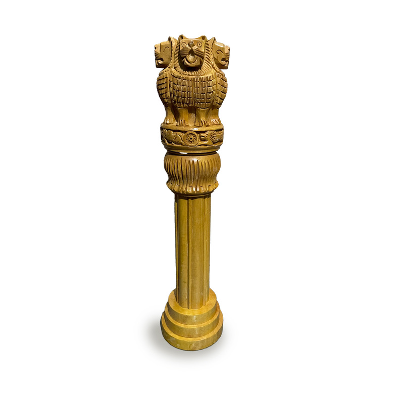 Wood Ashoka/Ashok Pillar for Office Desk Table Decoration Items