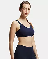Jockey Wirefree Non Padded Super Combed Cotton Stretch Full Coverage Slip-On Active Bra and Moisture Move Treatment - 1376