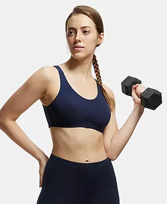 Wirefree Non Padded Super Combed Cotton Stretch Full Coverage Slip-On Active Bra and Moisture Move Treatment - Skin 1376 Wirefree Non Padded Super Combed Cotton Stretch Full Coverage Slip-On Active Bra and Moisture Move Treatment - Skin 1376