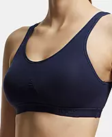 Jockey Wirefree Non Padded Super Combed Cotton Stretch Full Coverage Slip-On Active Bra and Moisture Move Treatment - 1376