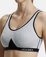 Jockey Wirefree Non Padded Super Combed Cotton Stretch Full Coverage Slip-On Active Bra and Moisture Move Treatment - 1376