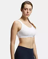 Jockey Wirefree Non Padded Super Combed Cotton Stretch Full Coverage Slip-On Active Bra and Moisture Move Treatment - 1376