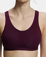 Jockey Wirefree Non Padded Super Combed Cotton Stretch Full Coverage Slip-On Active Bra and Moisture Move Treatment - 1376