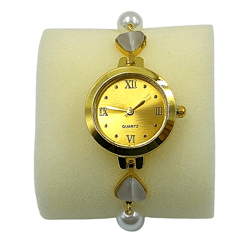 Elegant Gold Pearl Teardrop Bracelet Watch for Women - Adjustable