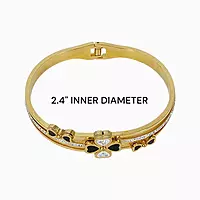 Elegant Anti-Tarnish Bangle with Clover & Heart Charms