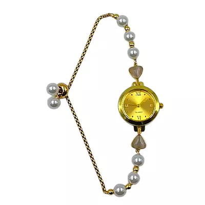 Elegant Gold Pearl Teardrop Bracelet Watch for Women - Adjustable
