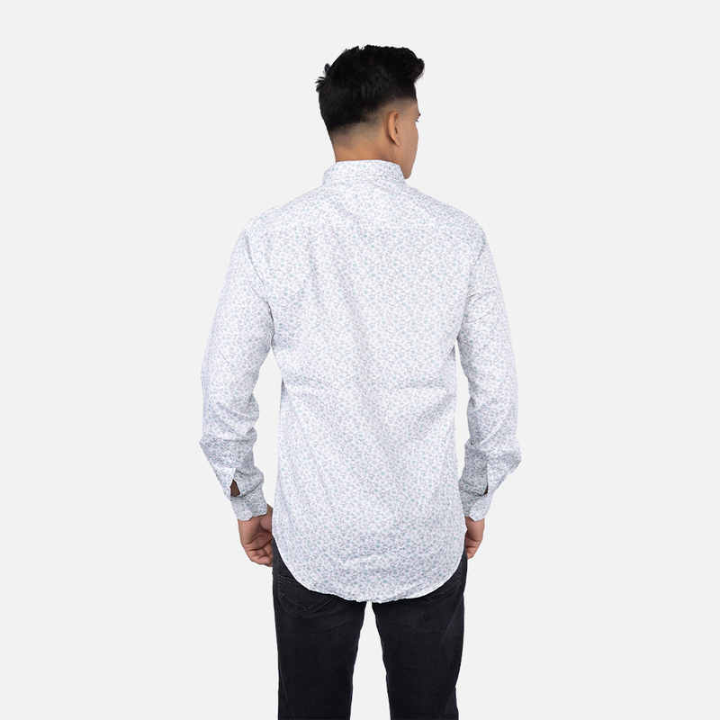 Men Smoky White Floral Printed Casual Shirt