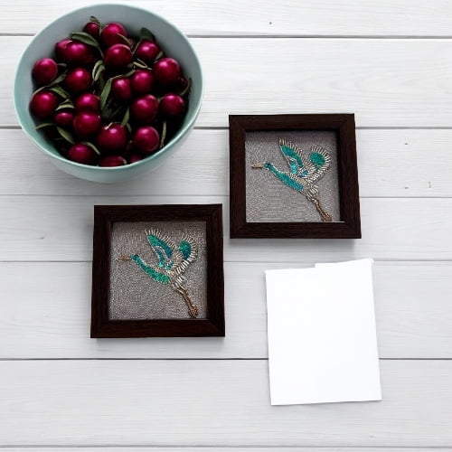 Zardozi Saras Wooden Coaster (Set of 2) Zardozi Saras Wooden Coaster (Set of 2)