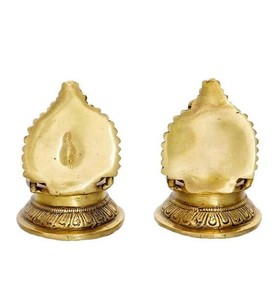 Brass Lakshmi Ganesha Diya Pair - 4.5 inch Height | Auspicious Blessings
