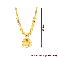Goldplated Flower Necklace with Green & Red Stones