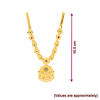 Goldplated Flower Necklace with Green & Red Stones