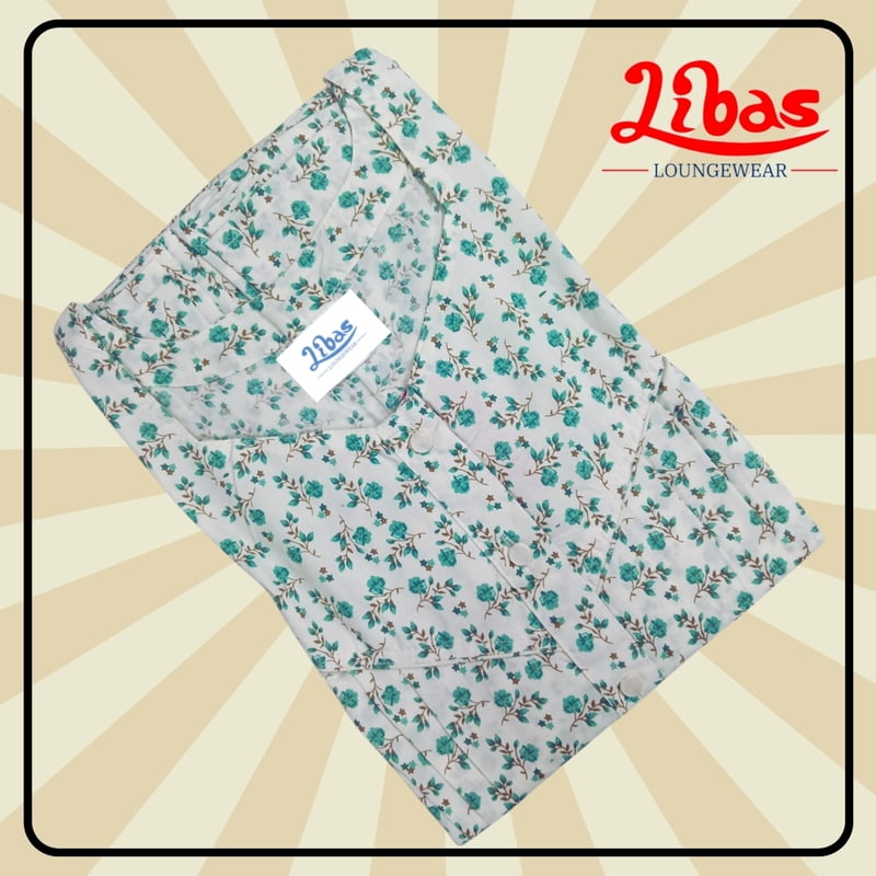 Turkish White BiziLIzi Nighty With Floral Design All Over From Libas Loungewear - PS496