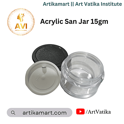 Acrylic San Jar + White Inner + BLACK Cap - 15g Acrylic San Jar + White Inner + BLACK Cap - 15g