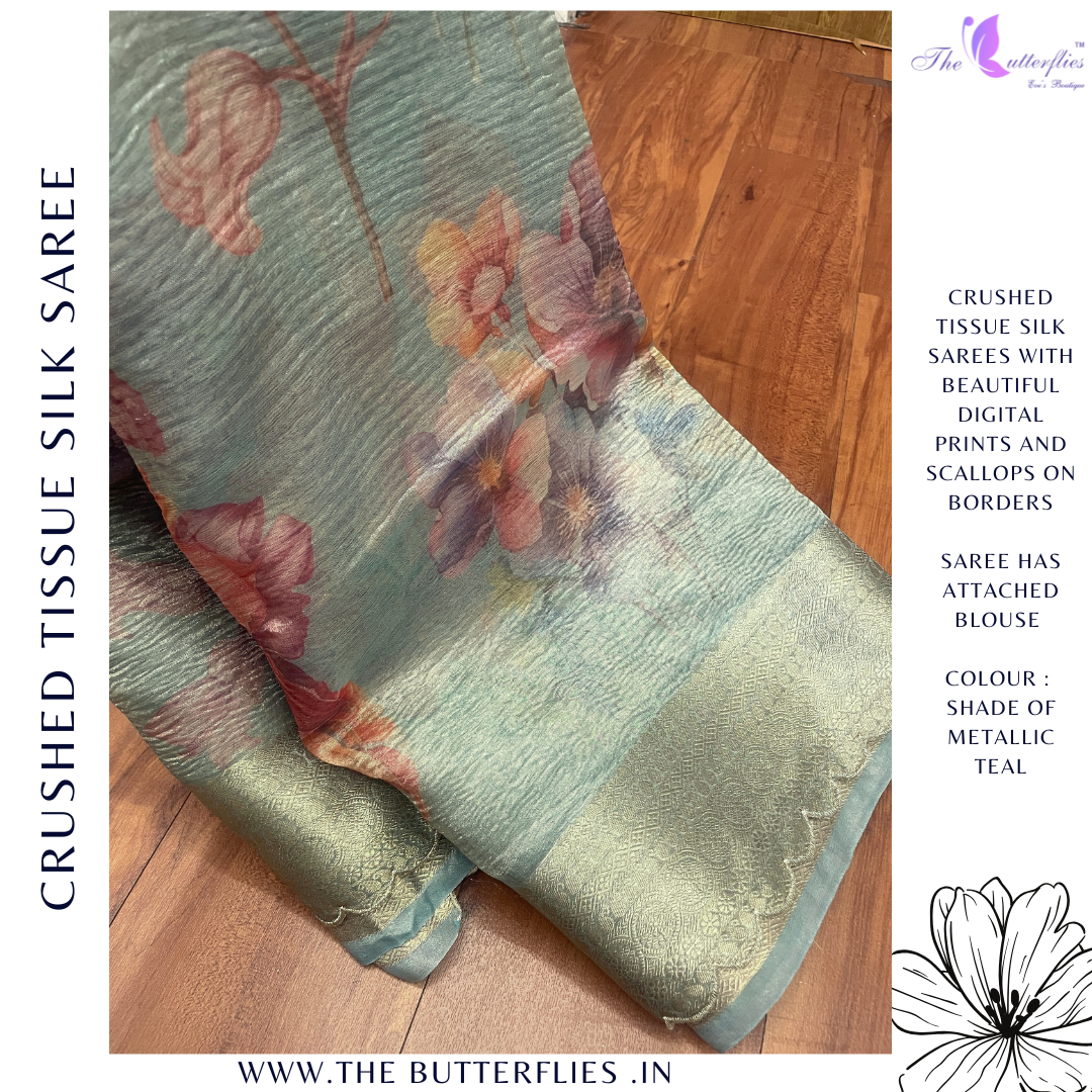 CRUSHED TISSUE SILK SAREE  DVFSTES23770