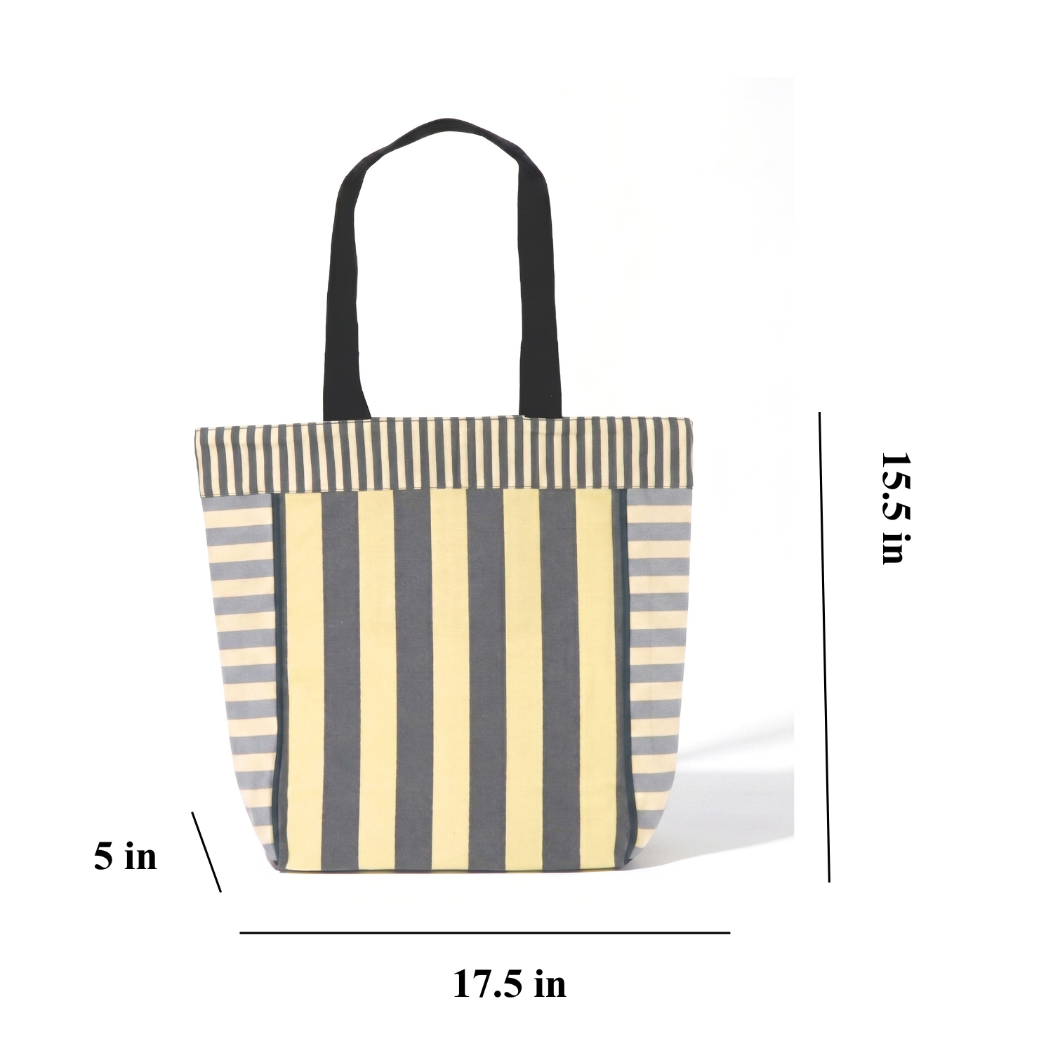 Stylish Striped Tote Bag with Inner Pocket - Cream and Grey Combo