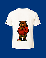 Unisex Off-White Thug Bear Graphic Printed Crew Neck Tee