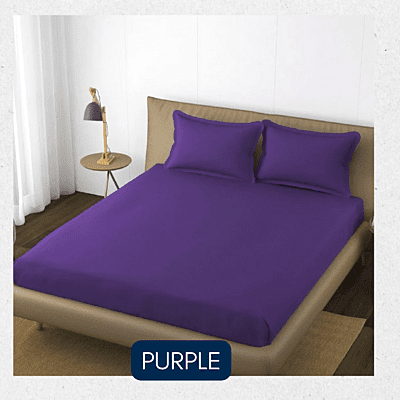 Neev 100% Cotton Plain Queen Fitted Bedsheet with 2 Pillow Covers (400 TC) Neev 100% Cotton Plain Queen Fitted Bedsheet with 2 Pillow Covers (400 TC)