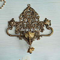 Brass Wall Hanging Shanku Chakra Diya with Bell - 11.5 inch Height | Divine Brass Shanku Chakra Diya with Bell
