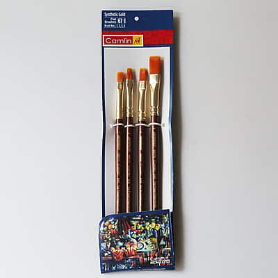 Camlin Flat Brush Synthetic Gold Set of 4 Camlin Flat Brush Synthetic Gold Set of 4