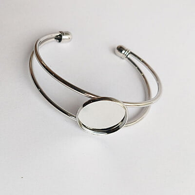 Bracelet Bezel Round Chrome Silver 18 mm Bracelet Bezel Round Chrome Silver 18 mm