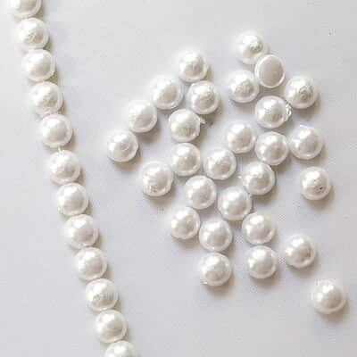 Half Cut Beads White 10 mm
