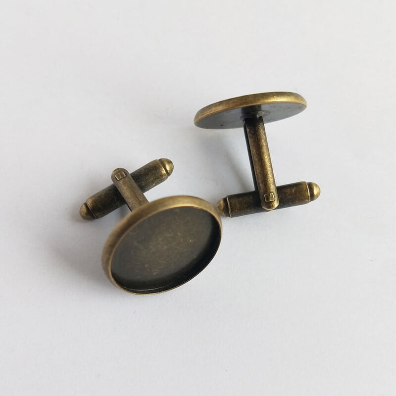 Cufflinks With Round Bezel Antique Bronze Cufflinks With Round Bezel Antique Bronze