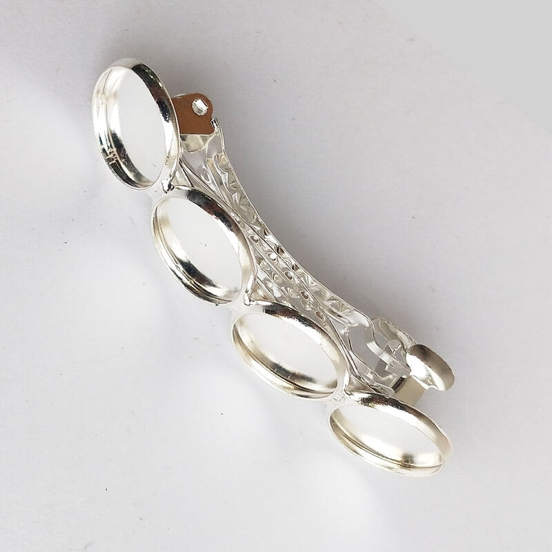 Hair Clip Barrette Bezel Silver 12 mm Hair Clip Barrette Bezel Silver 12 mm