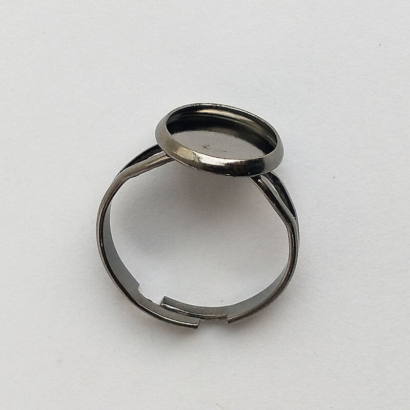 Finger Ring Black Silver 10 mm Finger Ring Black Silver 10 mm