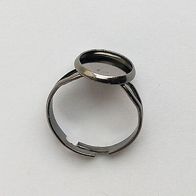 Finger Ring Black Silver 10 mm Finger Ring Black Silver 10 mm