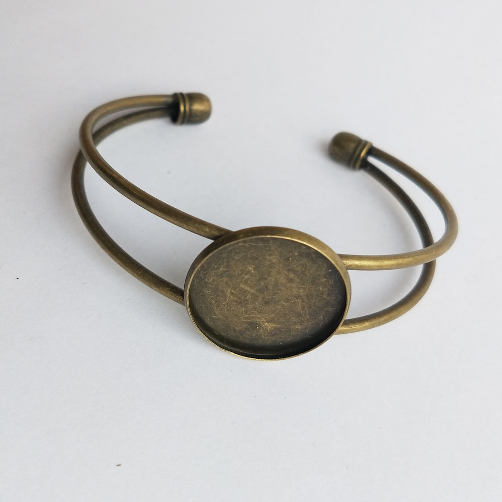 Bracelet Bezel Round Antique Bronze 20 mm