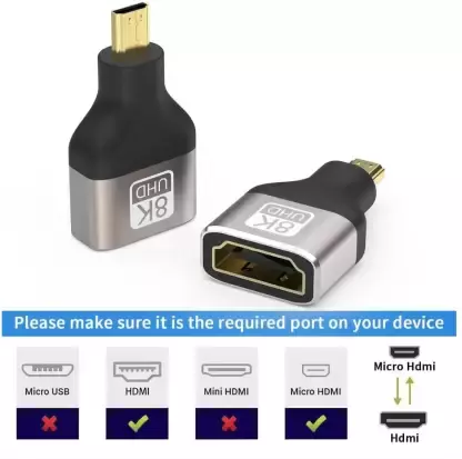 Micro Hdmi (Type D) To Hdmi (Type A) Adapter Straight Connector