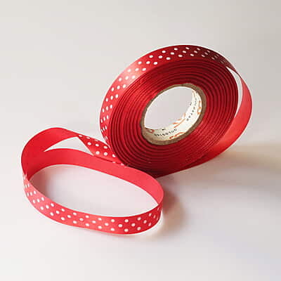 Dotted Ribbon Red 1/2 inch