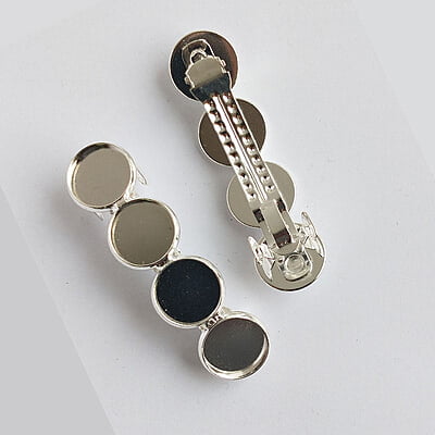 Hair Clip Barrette Bezel Silver 12 mm Hair Clip Barrette Bezel Silver 12 mm