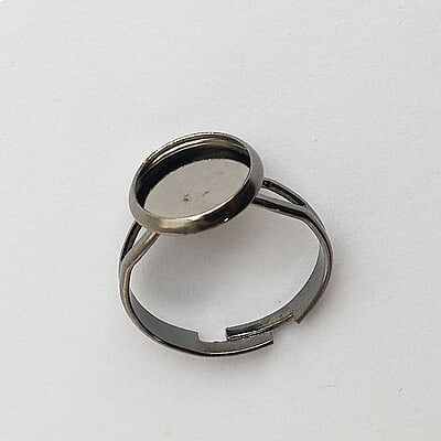 Finger Ring Black Silver 10 mm Finger Ring Black Silver 10 mm