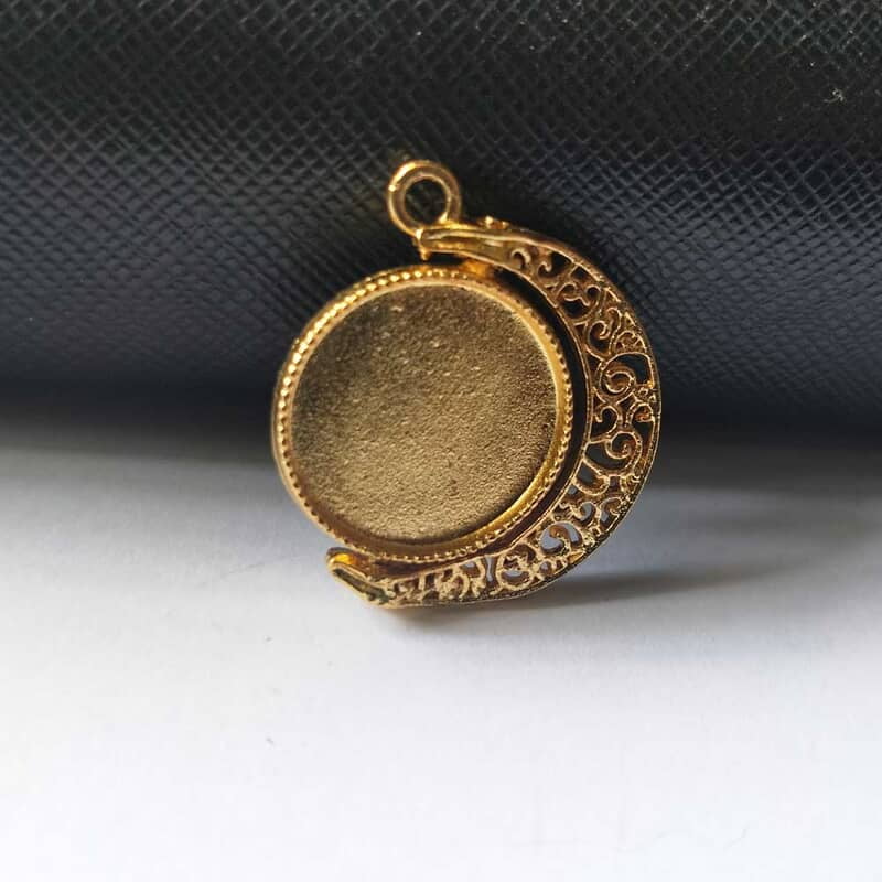 Rotating Double Side Round Pendant Gold Small Rotating Double Side Round Pendant Gold Small