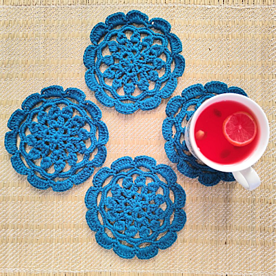 Mandala Coaster Teal Blue
