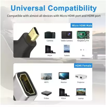 Micro Hdmi (Type D) To Hdmi (Type A) Adapter Straight Connector