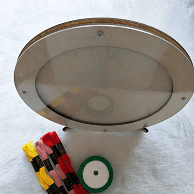 Embroidery Display Frame Veneer Circle Cream 8" Embroidery Display Frame Veneer Circle Cream 8"